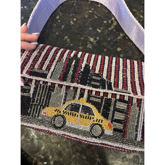 Viral New York City YELLOW TAXI BEADED BAG Handcrafted in India - Picture 2 of 10